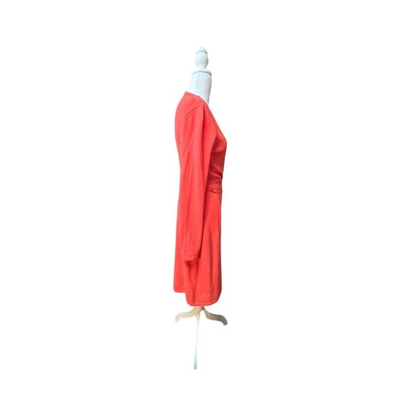 DVF Diane Von Furstenberg Linda Wrap Sweater Dress Wool Cashmere Coral Sz Petite - Picture 7 of 14